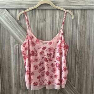 Size small, pink and maroon floral spaghetti strap tank top